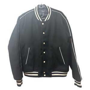 NWT Forever 21 Men's Striped Trim Varsity Bomber Jacket Medium Size